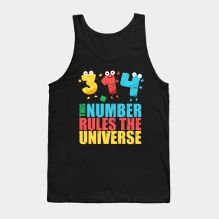 Funny Math Teacher Happy Pi Day This Number Rules The Universe Tank Top